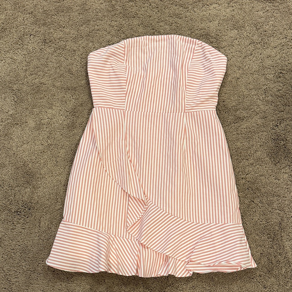 NWT! Pink and White striped strapless dress